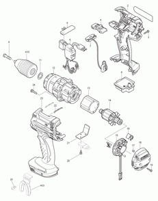 Page 1 Diagram and Parts List for BDF454F Type 1 Makita Drill