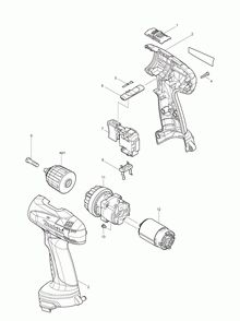 Page 1 Diagram and Parts List for 6271DWPE  Makita Drill