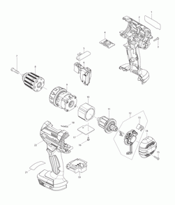 Page 1 Diagram and Parts List for XFD10R  Makita Drill