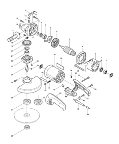 Page 1 Diagram and Parts List for 9027  Makita Grinder