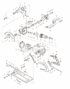 Page A Diagram and Parts List for 5477NB  Makita Circular Saw