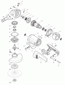 Page 1 Diagram and Parts List for 9067DB  Makita Grinder