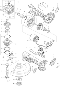 Diagram Diagram and Parts List for GAG08Z  Makita Angle Grinder