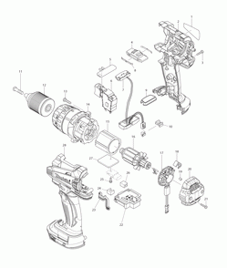 Part Location Diagram of 142147-5 Makita Plastic Case Complete