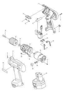 Page 1 Diagram and Parts List for 6213DWAE  Makita Drill
