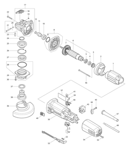 Part Location Diagram of 232576-1 Makita Torsion Spring 5, Xag25