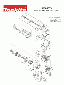 Page 1 Diagram and Parts List for JR3050TY Type 2 Makita Saw