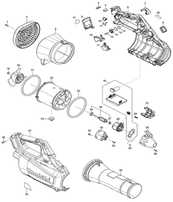 Part Location Diagram of 183M64-8 Makita Motor Housing Set