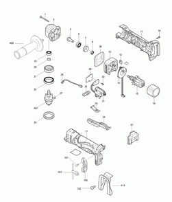 Page 1 Diagram and Parts List for BDA350F Type 2 Makita Drill