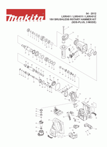 Page 1 Diagram and Parts List for LXRH011 Type 1 Makita Hammer