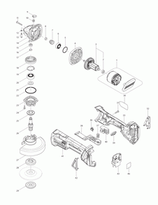 Page 1 Diagram and Parts List for XAG06MB  Makita Grinder