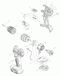 Page 1 Diagram and Parts List for XFD11RB  Makita Drill
