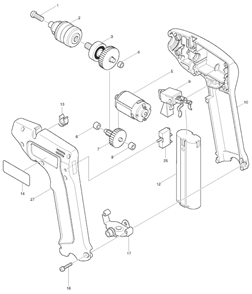 Part Location Diagram of 763054-5A Makita Drill Chuck Set