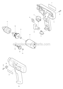 Page A Diagram and Parts List for 601D  Makita Cordless Drill