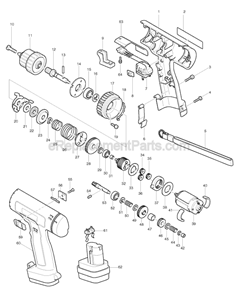 Page A Diagram and Parts List for 6202D  Makita Cordless Drill