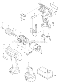 Part Location Diagram of 192596-6 Makita High Capacity Battery 9122