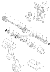 Page A Diagram and Parts List for 6222D  Makita Cordless Drill