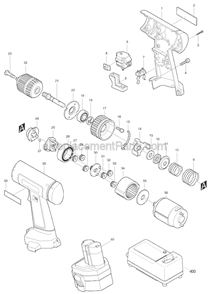 Part Location Diagram of 182961-7 Makita Housing Set