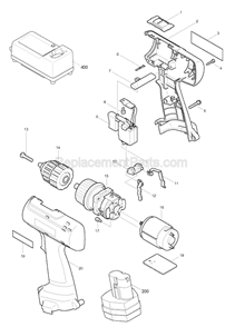 Part Location Diagram of 824581-8 Makita Plastic Tool Case
