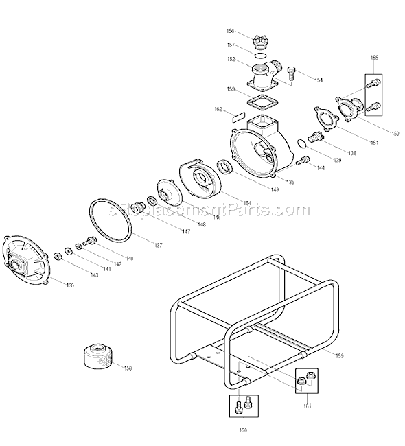 Page G Diagram and Parts List for EW300R  Makita Water Pump