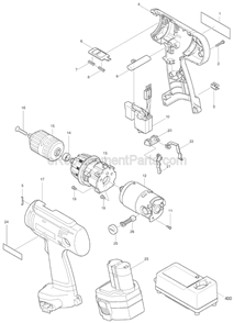 Page A Diagram and Parts List for 6313D  Makita Cordless Drill