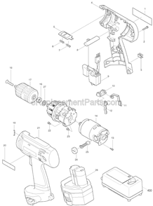 Page A Diagram and Parts List for 6333D  Makita Cordless Drill
