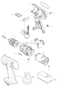 Page A Diagram and Parts List for 6336D  Makita Cordless Drill