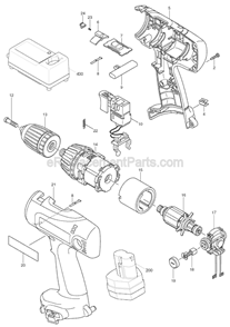 Page A Diagram and Parts List for 6337DWDE  Makita Cordless Drill
