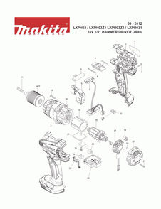 Page 1 Diagram and Parts List for LXPH031 Type 1 Makita Drill
