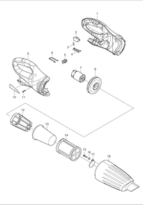 Page 1 Diagram and Parts List for CL100D  Makita Upright Vacuum