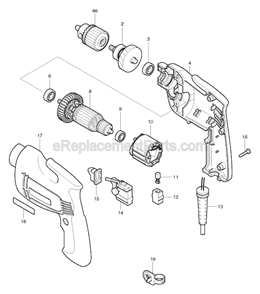 Page A Diagram and Parts List for 6405  Makita Electric Drill