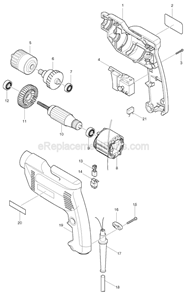 Page A Diagram and Parts List for 6408  Makita Electric Drill