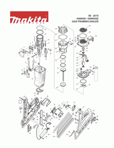 Page 1 Diagram and Parts List for GN900SE Type 2 Makita Nailer