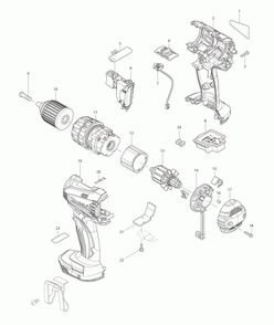 Page 1 Diagram and Parts List for XPH01Z  Makita Drill