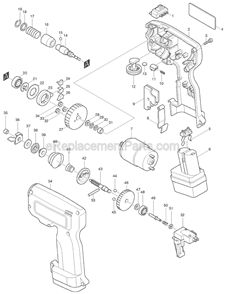 Page A Diagram and Parts List for 6795D  Makita Cordless Drill