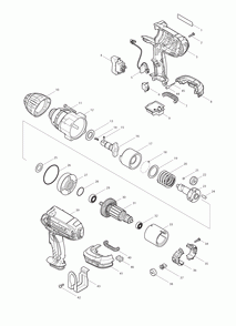 Page 1 Diagram and Parts List for XWT04MB  Makita Drill