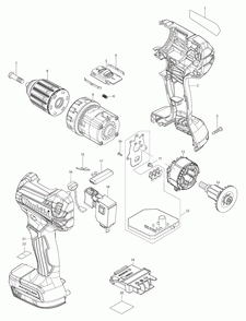 Page 1 Diagram and Parts List for XFD131  Makita Drill