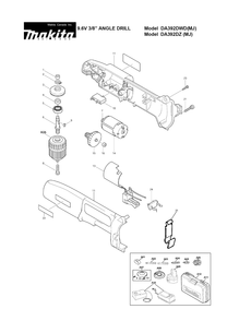 Page 1 Diagram and Parts List for DA392DWD  Makita Drill