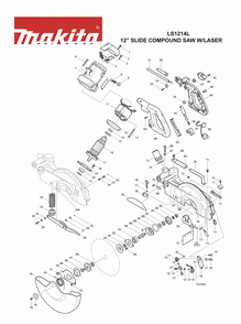 Page 2 Diagram and Parts List for LS1214LX1 Type 1 Makita Saw