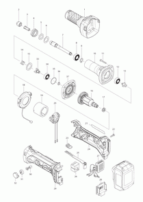 Page 1 Diagram and Parts List for XDG01  Makita Grinder