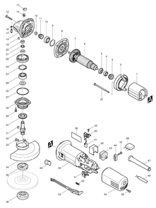 Page 1 Diagram and Parts List for 9558HN  Makita Grinder