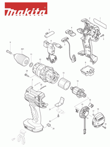 Page 1 Diagram and Parts List for BHP454F Type 3 Makita Drill