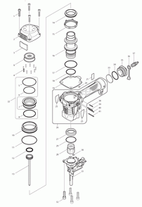 Page 2 Diagram and Parts List for AN250HC Type 1 Makita Nailer