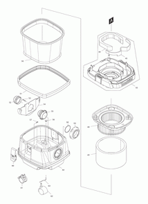Page 1 Diagram and Parts List for XCV07ZX  Makita Upright Vacuum