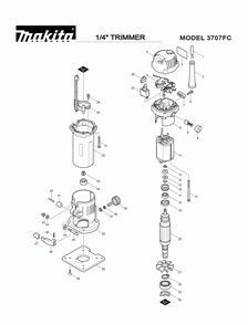 Page 1 Diagram and Parts List for 3707F  Makita Trimmer
