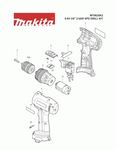 Part Location Diagram of 638344-4 Makita 9.6v Nicad Battery Pa09bulk