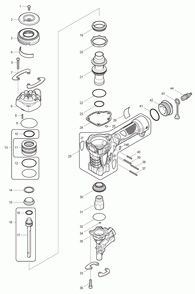 Page 2 Diagram and Parts List for AN450H Type 1 Makita Nailer