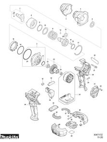 Diagram Diagram and Parts List for XWT17Z  Makita Wrench