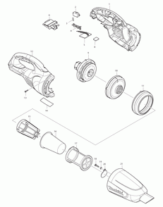 Page 1 Diagram and Parts List for XLC02ZW  Makita Upright Vacuum