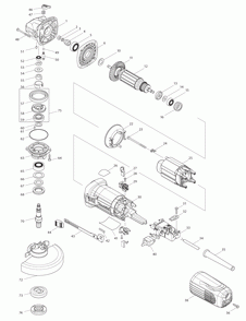 Page 1 Diagram and Parts List for GA5040  Makita Grinder
